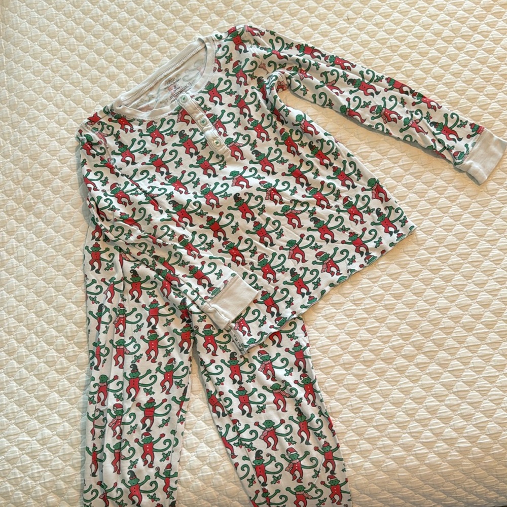 Roberta Roller Rabbit Christmas Monkey Pajamas Kids Size 8